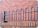 Bow top steel railings.