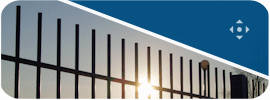 Vertical bar metal railings, AKA iron railings or steel railings.